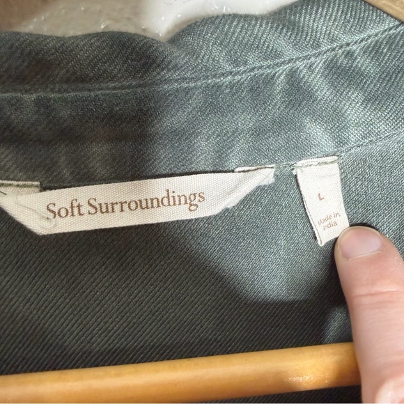 Soft Surroundings | Heavenly Soft Pigment Wash Button Down Shirt in Olive Green - Picture 3 of 9